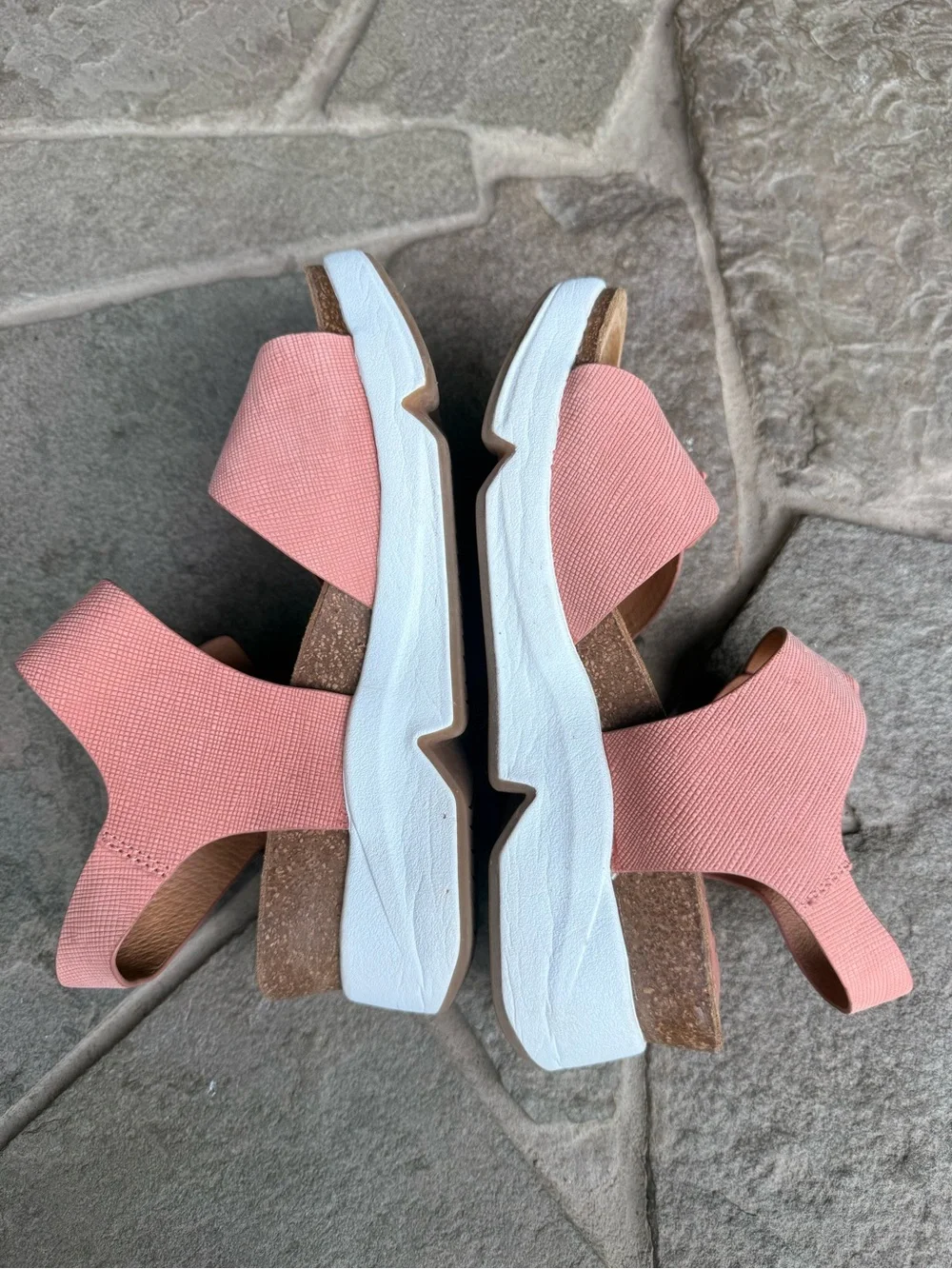 Sofft Castello Leather Platform Sandals Pink Textured Buckle‎ Comfort Wedge 9